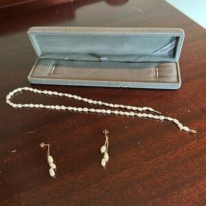 Freshwater Pearl Necklace and Earring set with Box.  Sold as set